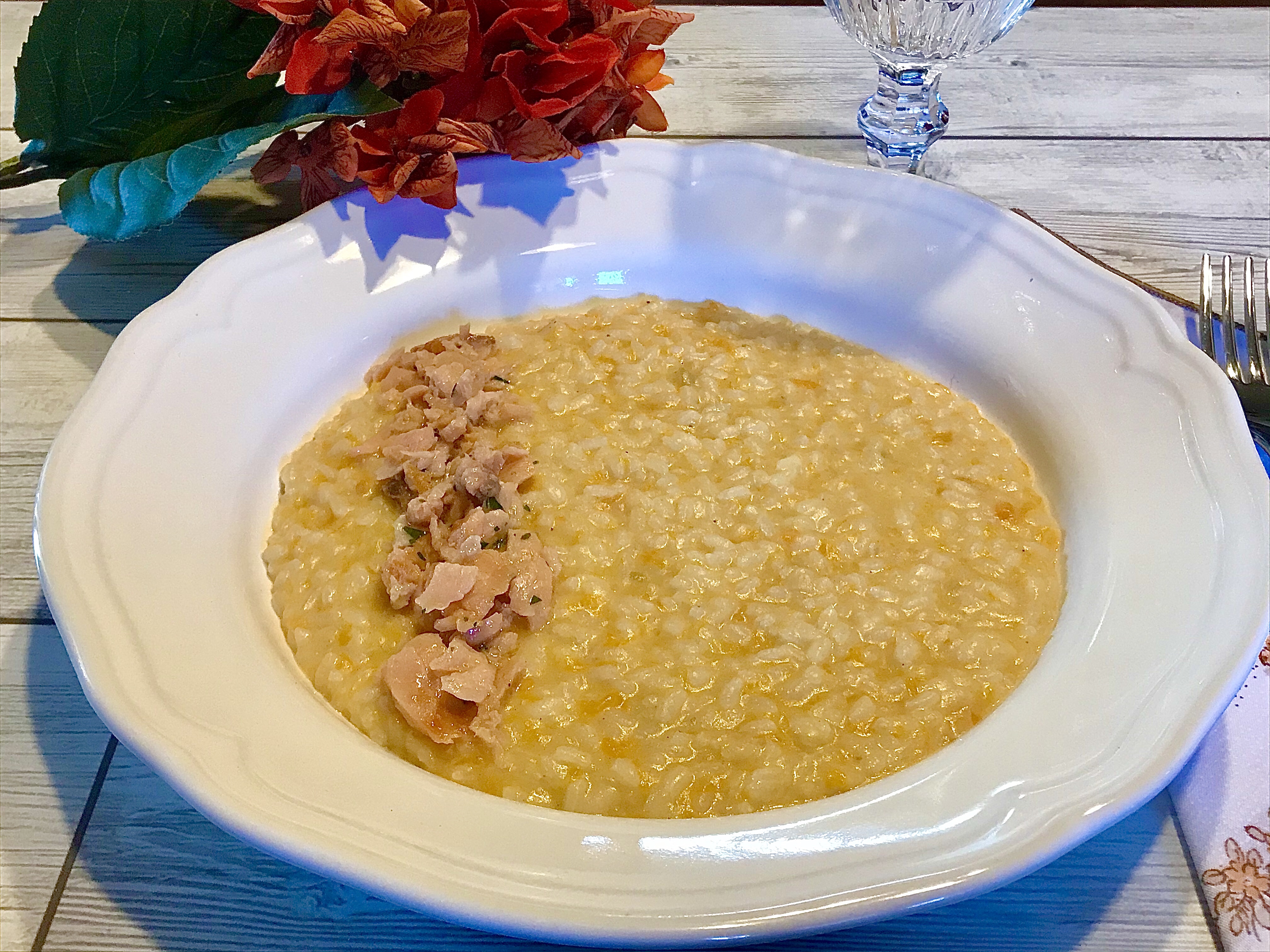 Risoto zucca stracchino e salmone